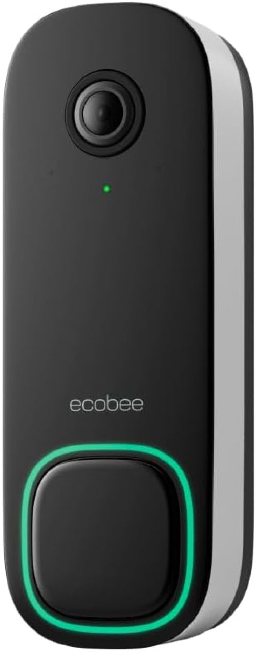 ecobee Smart Video Doorbell Camera (Wired) – with Industry Leading HD Camera, Smart Security, Night Vision, Person and Package Sensors, 2-Way Talk, and Video & Snapshot Recording
