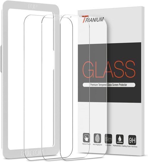 Trianium Tempered Glass Screen Protector designed for Apple iPhone 13 (2021) /iPhone 13 Pro (2021), 3 Pack [Alignment Case Tool Included]