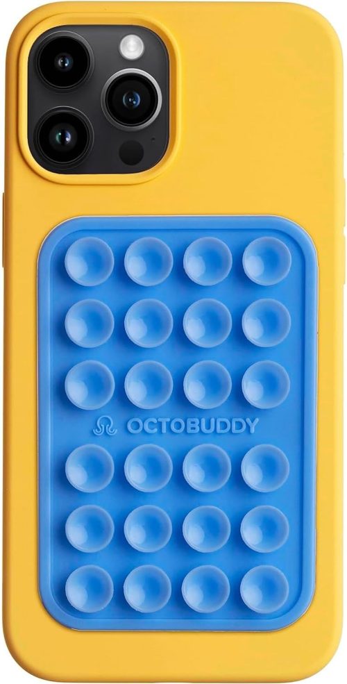 Silicone Suction Phone Case Adhesive Mount – Hands-Free, Strong Grip Holder for Selfies & Videos – Durable, Easy to Use – iPhone & Android Compatible – 2.25″ x 3.25″, Baby Blue Jay