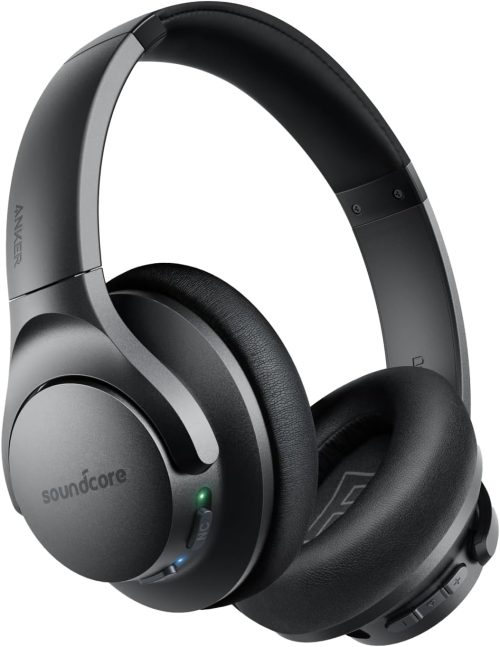 Soundcore Anker Life Q20 Hybrid Active Noise Cancelling Headphones, Wireless Over Ear Bluetooth Headphones, 60H Playtime, Hi-Res Audio, Deep Bass, Memory Foam Ear Cups, Travel, Office, USB-C Charging