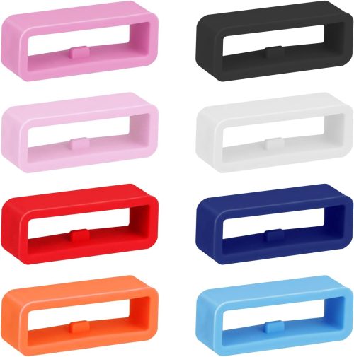 Smart Watch Band Fixing Rings, 8 Pack 20mm Watch Strap Silicone Security Connector Rubber Watch Band Secure Holder Loops Keeper Fastener Rings Replacement for Smartwatch Accessories (Multi-Color)