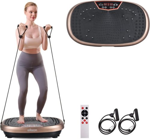 EILISON FitMax 3D XL Vibration Plate Exercise Machine – Whole Body Workout Vibration Platform w/Loop Bands – Lymphatic Drainage Machine for Weight Loss, Shaping, Wellness, Recovery