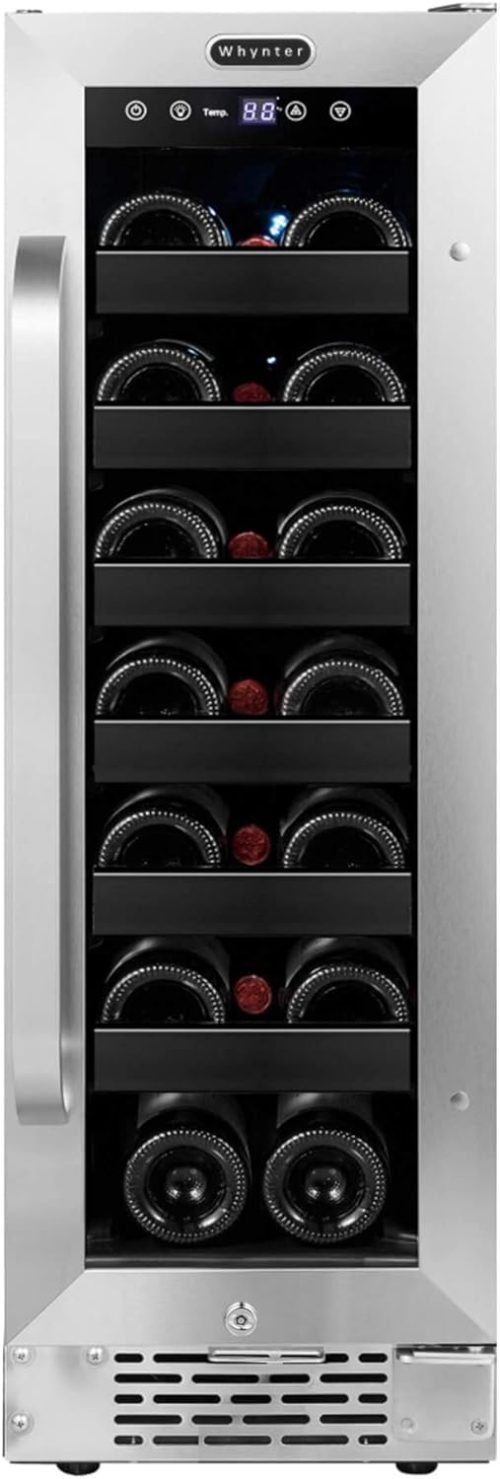 Whynter BWR-208SB 12 inch Built-in 20 Bottle Undercounter Stainless Steel Wine Refrigerator with Reversible Door, Digital Control and Lock