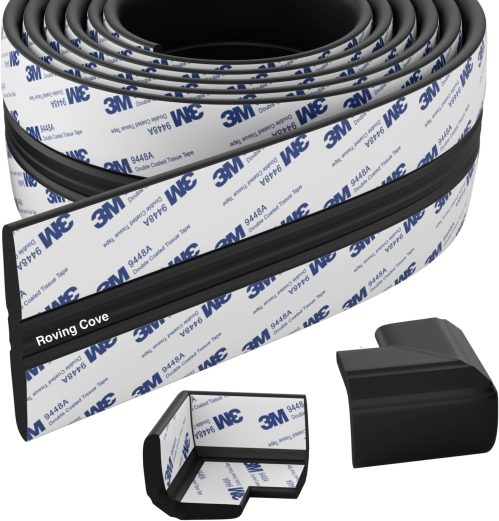 Roving Cove PreFit Edge Corner Protector (Broad 9ft Edge 2 Corners), Baby Proofing Fireplace Hearth and Furniture Bumper Guards, Onyx Black, Extra Wide, Extra Adhesion, Pre-Taped – New & Improved