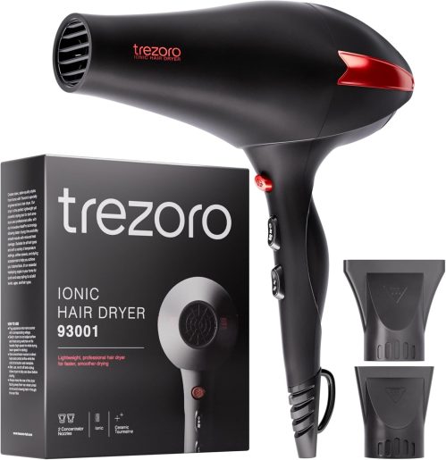 Professional Ionic Hair Dryer for Salon – 2200W Powerful Blow Dryer – Lightweight Travel for Normal & Curly Hair Includes Volume Styling Nozzle