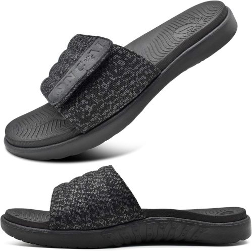ONCAI Mens Slide Sandals Open Toe Athletic Adjustable Straps Orthotic Plantar Fasciitis Sport Sandals with Soft Comfy Arch Support Footbed Size 7.5-15