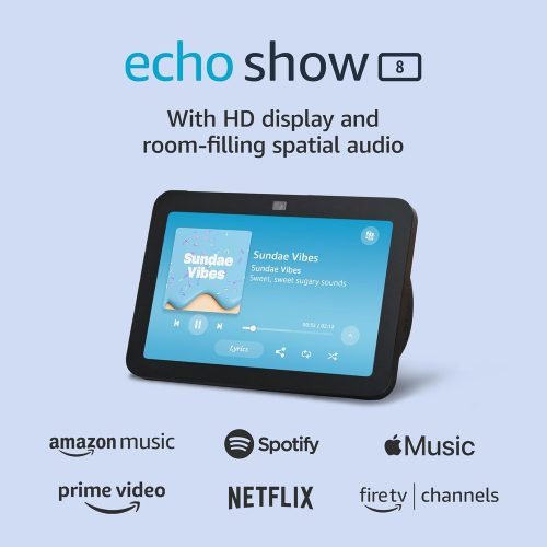 Amazon Echo Show 8 (newest model), With Spatial Audio, Smart Home Hub, and Alexa, Charcoal