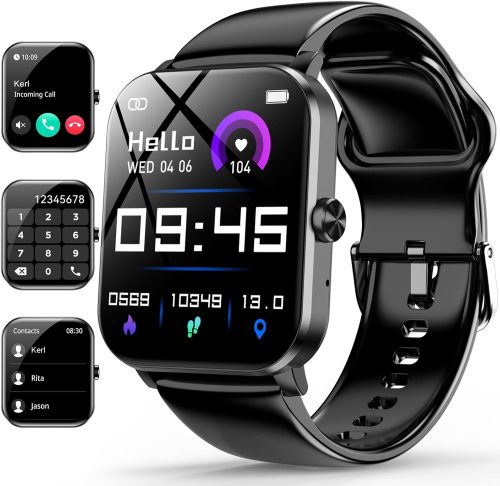 Smart Watch, 1.85″ Smartwatch for Men Women (Answer/Make Call), Heart Rate, Sleep Monitor, Pedometer, Spo2, Activity Tracker, IP68 Waterproof Fitness Watch for Android iOS (Black)