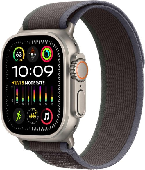 Apple Watch Ultra 2 [GPS + Cellular 49mm] Smartwatch with Rugged Titanium Case & Blue/Black Trail Loop M/L. Fitness Tracker, Precision GPS, Action Button, Extra-Long Battery Life